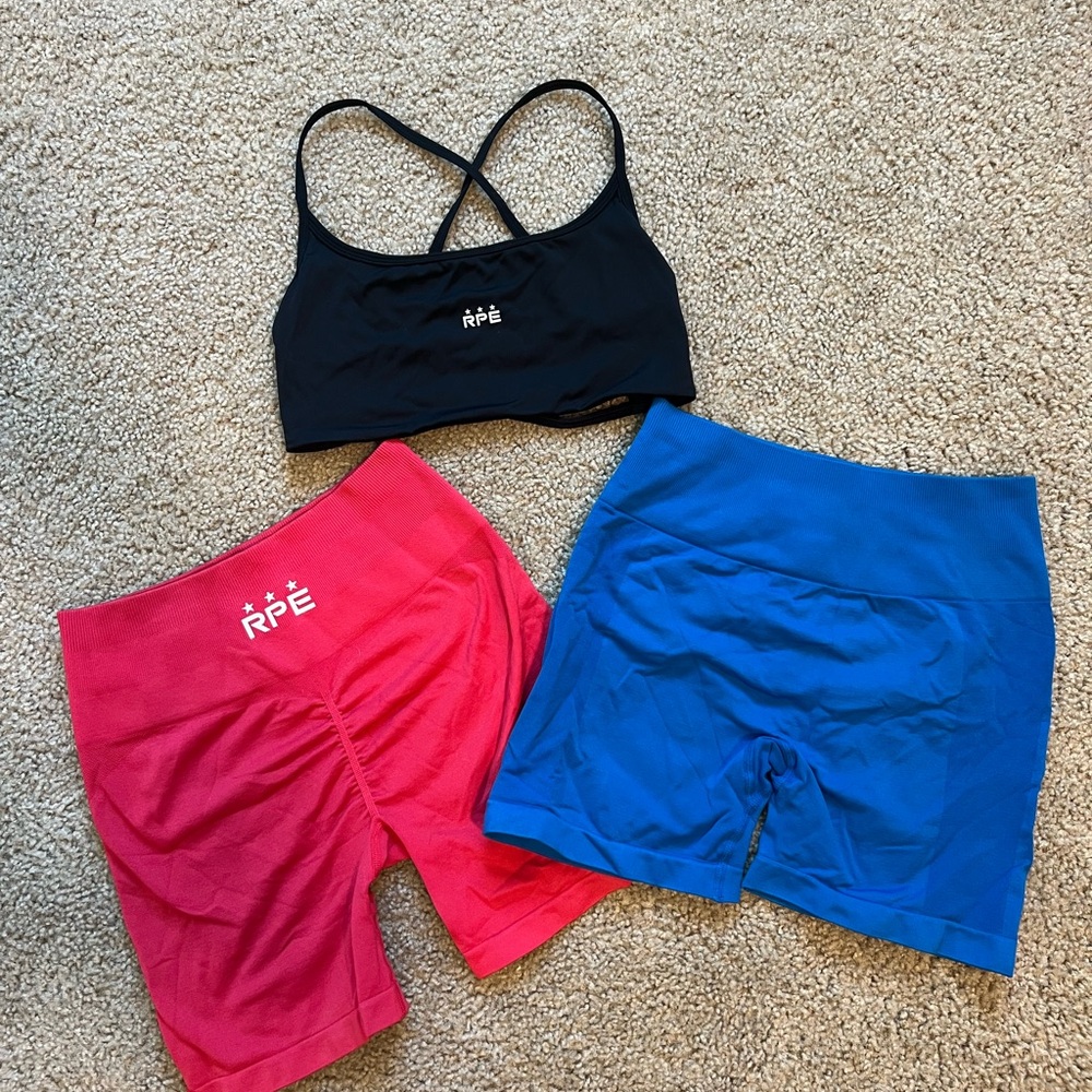 Women's Bike Shorts Set - Black, Red, Blue